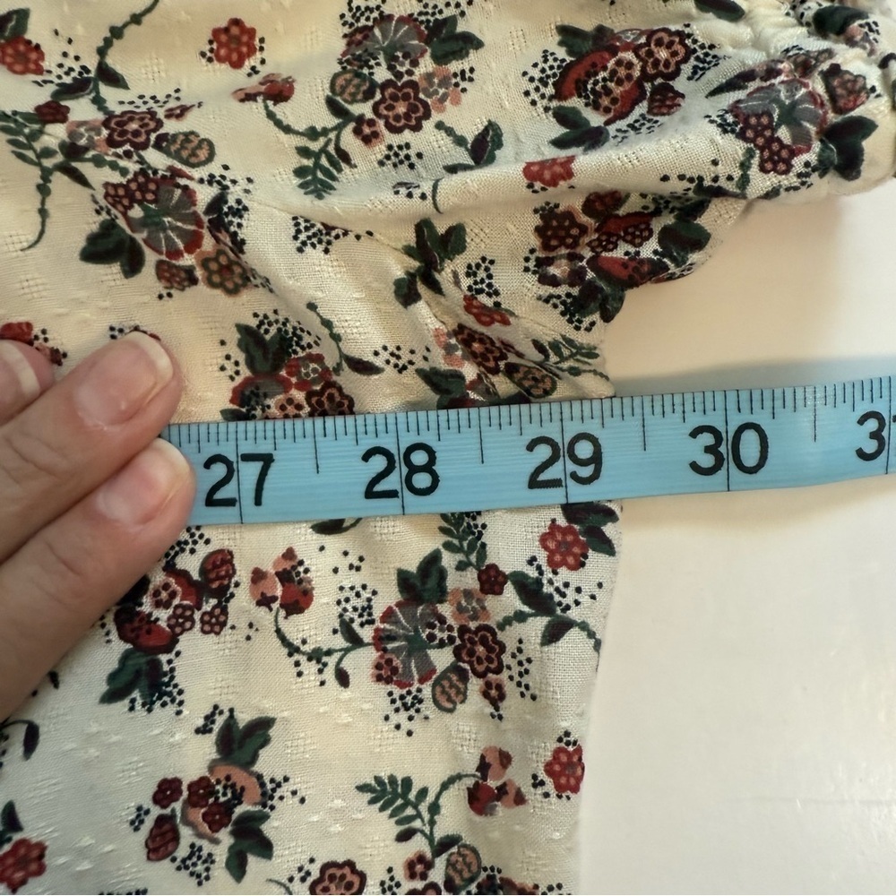 Lane Bryant Puff-Sleeve Crew Neck Pintuck Blouse Top White Floral Stretch 18/20 - Picture 11 of 12